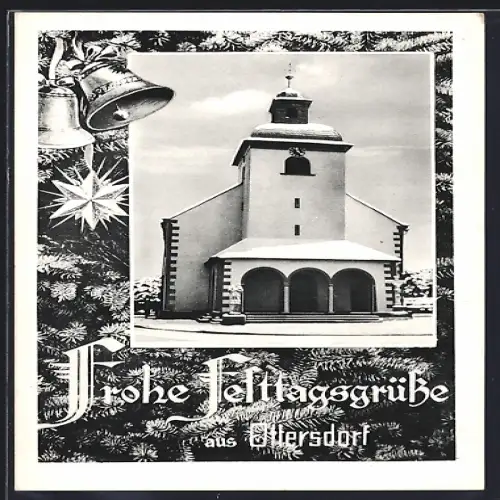 AK Ottersdorf, Die Kirche bei Schnee