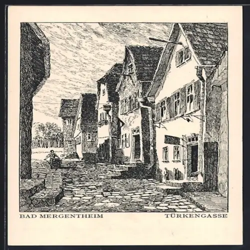 Künstler-AK Bad Mergentheim, Türkengasse