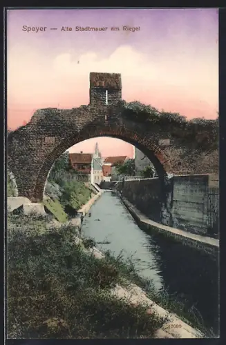 AK Speyer, Alte Stadtmauer am Riegel