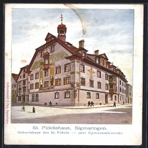 AK Sigmaringen, St. Fidelishaus, Geburtshaus des hl. Fidekius - jetzt Gymnasialkonvikt