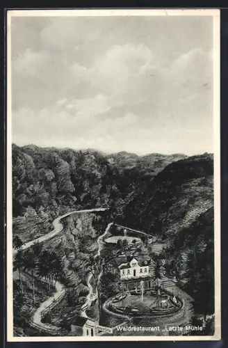 Künstler-AK Morgenbachtal b. Trechtingshausen, Restaurant Letzte Mühle mit flagge