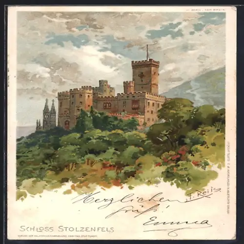 Künstler-AK Stolzenfels, Das Schloss