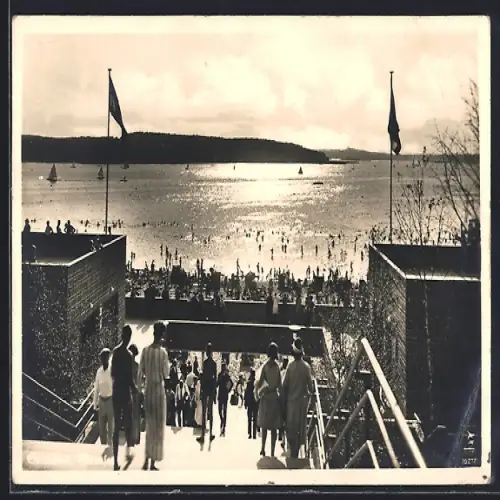 AK Berlin-Wannsee, Besucher im Strandbad