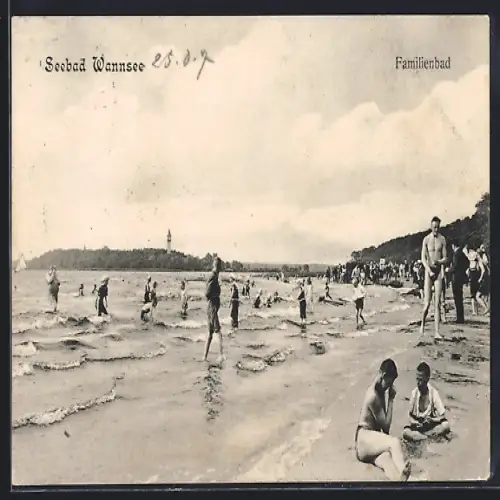AK Berlin-Wannsee, Das Familienbad mit Badegästen