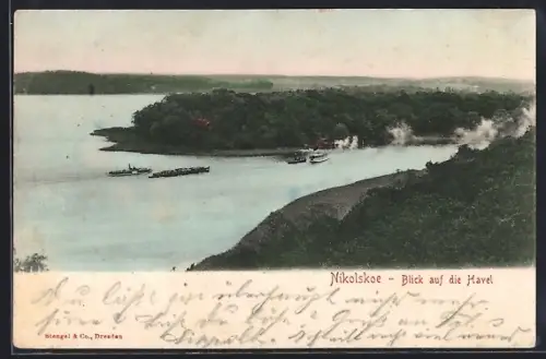AK Berlin-Wannsee, Nikolskoe, Blick auf die Havel