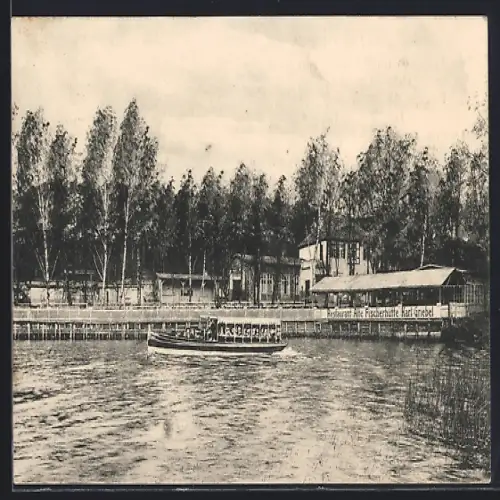 AK Berlin-Zehlendorf, Restaurant Alte Fischerhütte am Schlachtensee, Inh. Karl Griebel