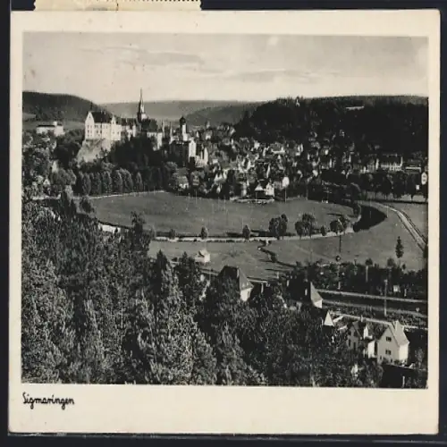 AK Sigmaringen, Totalansicht mit Schloss