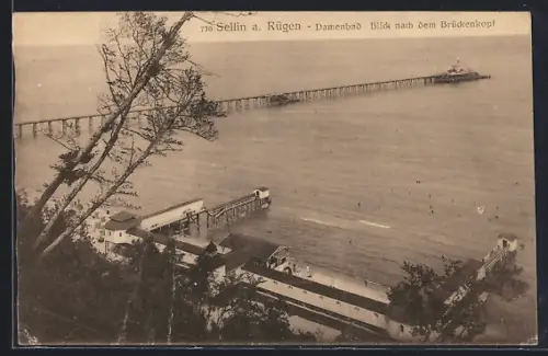 AK Sellin a. Rügen, Damenbad mit Blick auf den Brückenkopf