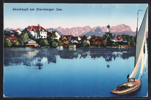 AK Seeshaupt, Ortsansicht mit Segelyacht