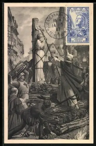 Künstler-AK Jeanne d`Arc sur le bûcher