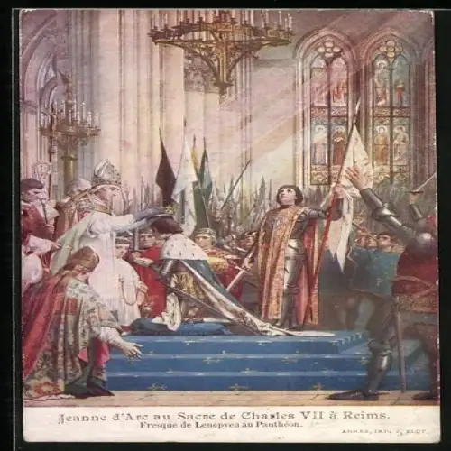 Künstler-AK Jeanne d`Arc au Sacre de Charles VII à Reims