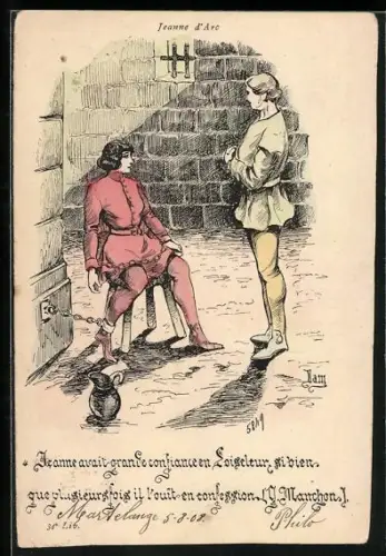 Künstler-AK Jeanne d`Arc, Jeanne avail grand confiance en Loiseleur si bien