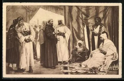 Künstler-AK Francesco dinanzi al Sultano d`Egitto Malek-el-Kamell