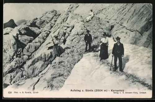 AK Karrenfeld, Bergsteiger beim Aufstieg z. Säntis