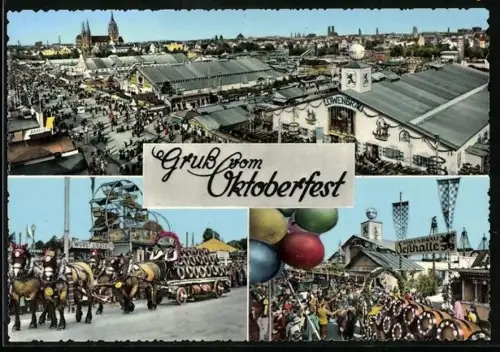 AK München, Oktoberfest-Gelände aus der Vogelschau
