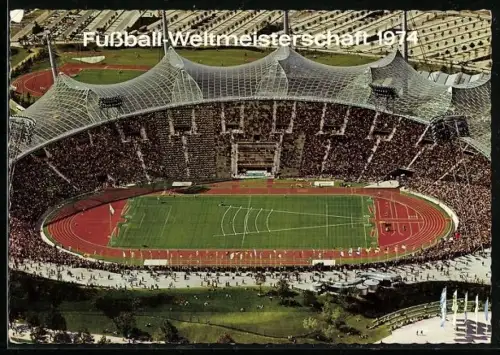 AK München, Olympia 1972, Blick vom Olympiaturm zum Olympiastadion