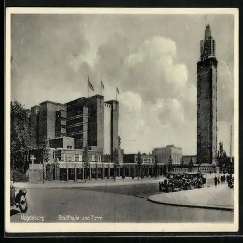 AK Magdeburg, Stadthalle mit Turm