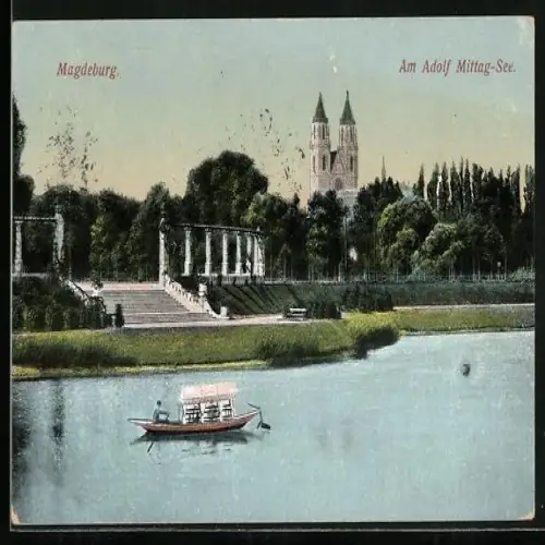 AK Magdeburg, Am Adolf Mittagsee mit Boot