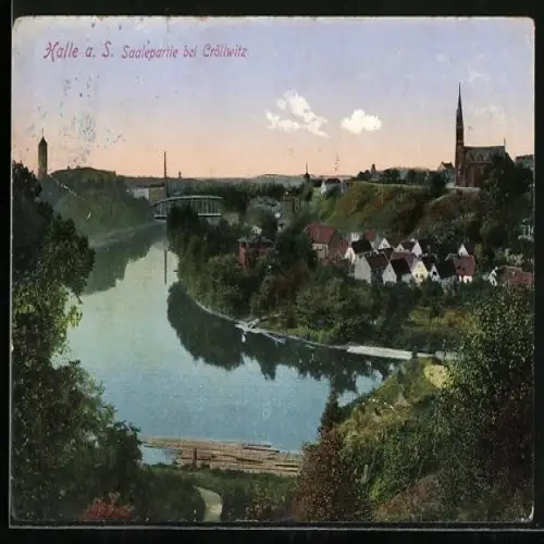 AK Halle / Saale, Saalepartie