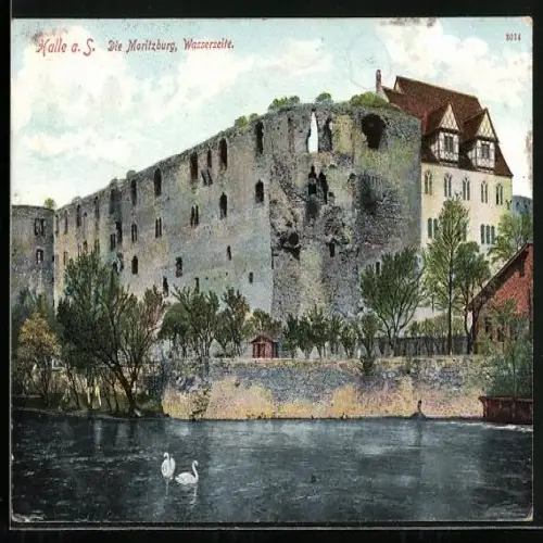AK Halle a. S., Moritzburg, Wasserseite