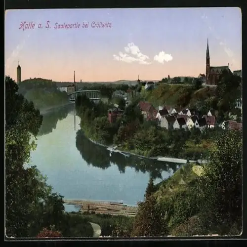 AK Halle / Saale, Saalepartie