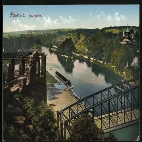 AK Halle / Saale, Blick auf Saalepartie