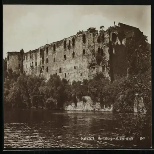 AK Halle a. S., Moritzburg von der Saaleseite