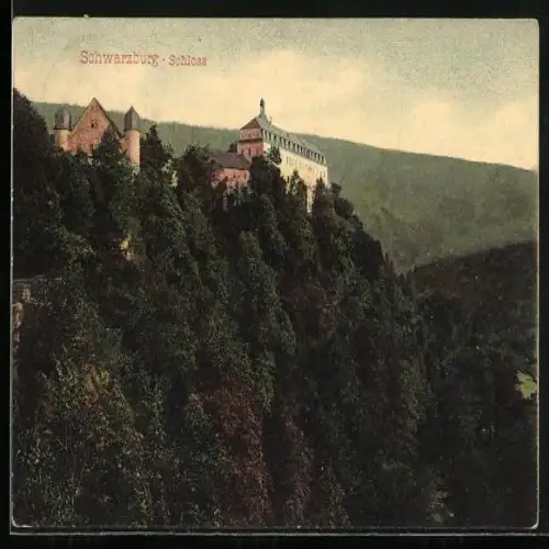 AK Schwarzburg, Schloss mit Panorama