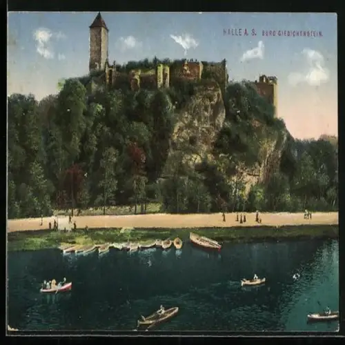 AK Halle / Saale, Burg Giebichenstein, Ruderboote