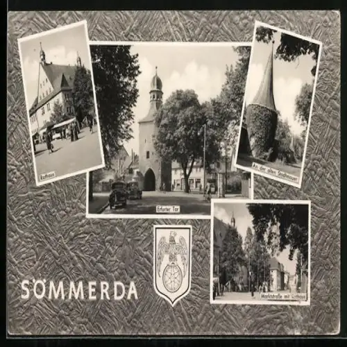 AK Sömmerda, Erfurter Tor, Rathaus, An der alten Stadtmauer