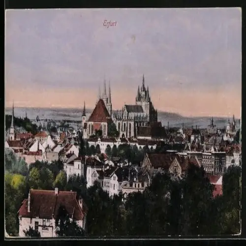 AK Erfurt, Teilansicht mit Kirche