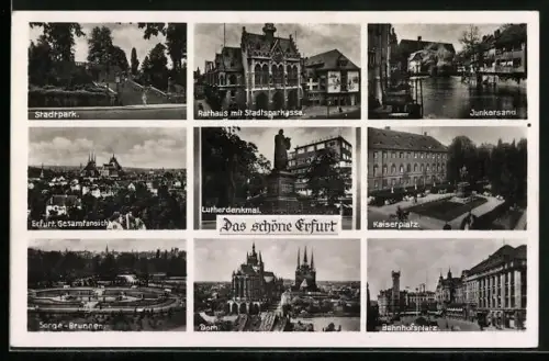 AK Erfurt, Lutherdenkmal, Bahnhofsplatz, Junkersand
