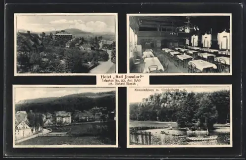 AK Bad Jonsdorf, Hotel Bad Jonsdorf, Innenansicht, Uferpartie