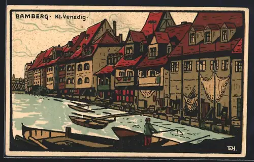 Steindruck-AK Bamberg, Klein Venedig