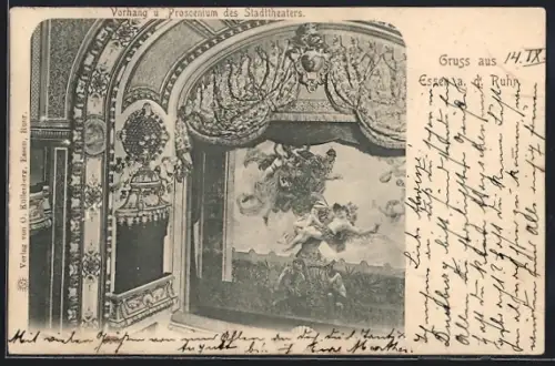 AK Essen a. d. Ruhr, Vorhang und Proscenium des Stadttheaters