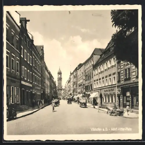 AK Vilshofen a. D., Platz mit Gasthof zur Post