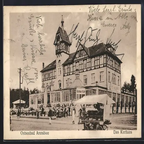 AK Arendsee, Ostseebad, Kurhaus mit Strassenpartie