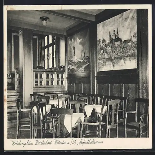 AK Münder a. D., Erholungsheim Deisterhort, Aufenthaltsraum, Innenansicht