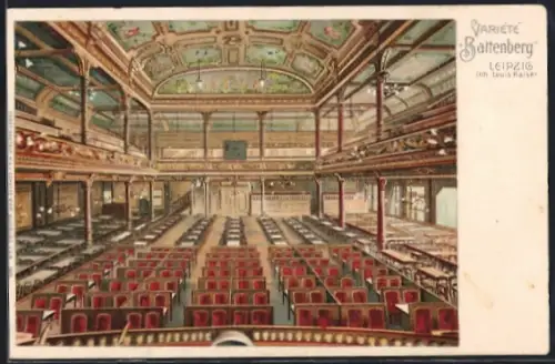 Lithographie Leipzig, Variété Battenberg, Innenansicht