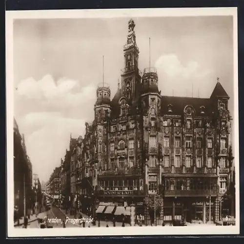AK Dresden, Pragerstrasse mit Kaiser-Cafe