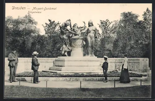 AK Dresden, Mozart-Denkmal, Bürgerwiese