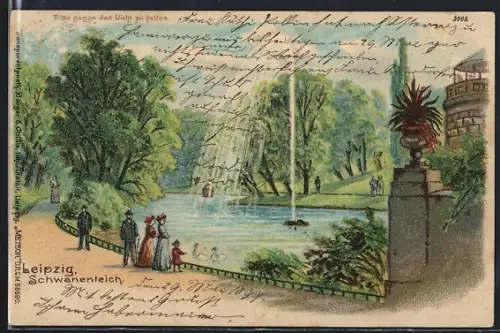 Lithographie Leipzig, Schwanenteich