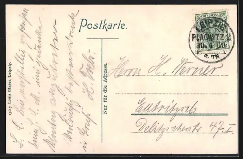 AK Leipzig, Neues Rathaus mit Strassenbahn