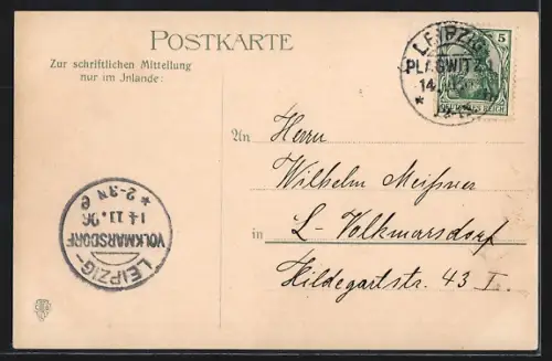 AK Leipzig, Promenade mit neuem Rathaus