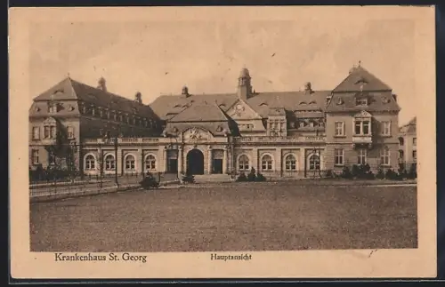 AK Leipzig, Hauptansicht vom Krankenhaus St. Georg