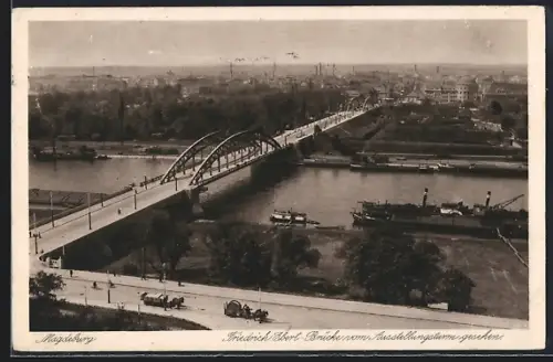 AK Magdeburg, Friedrich Ebert-Brücke vom Ausstellungsturm gesehen