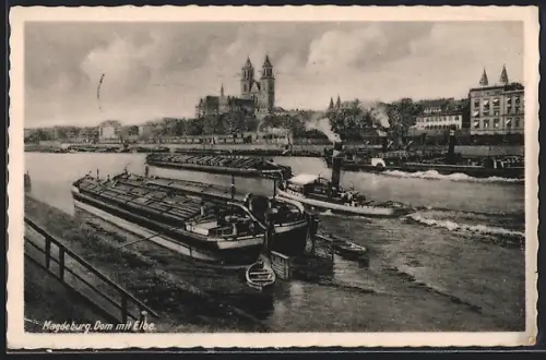 AK Magdeburg, Dom mit Elbe