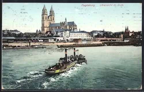 AK Magdeburg, Elbansicht mit Dom