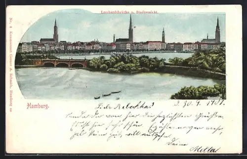 AK Hamburg-Neustadt, Lombardsbrücke und Stadtansicht