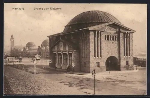 AK Hamburg-St.Pauli, Eingang zum Elbtunnel